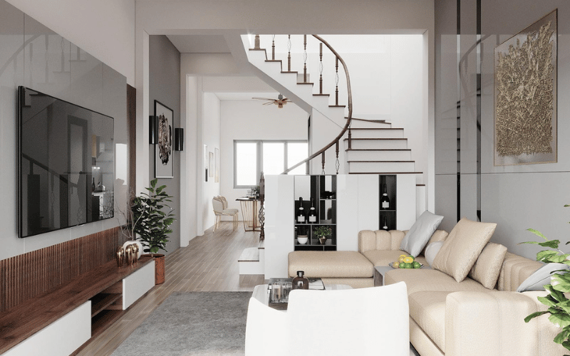 Thiết kế – Thi công nội thất trọn gói nhà ở Long Biên: Giải pháp tối ưu cho không gian hiện đại 2 tầng